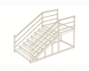 Изображение для товара Лестница металлическая с перилами (9 ступеней, рифленый лист, с площадкой) вариант 2